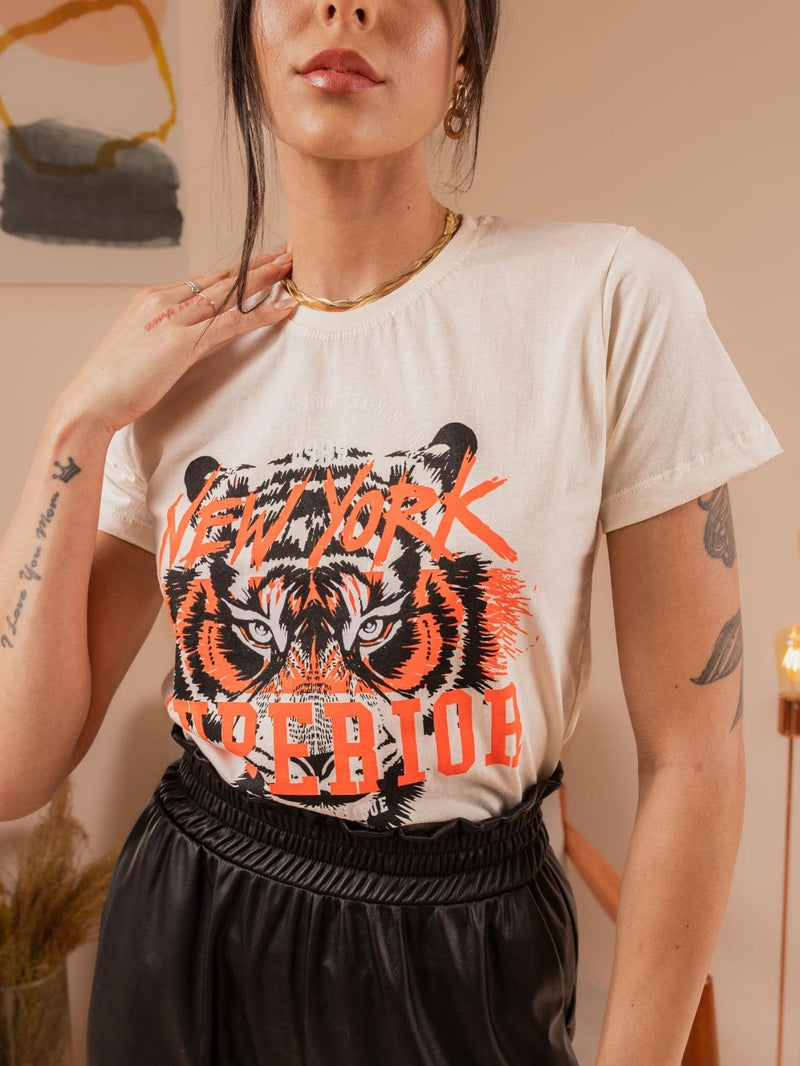 Blusa T-Shirt Estampada 100% Algodão Casual Tendência