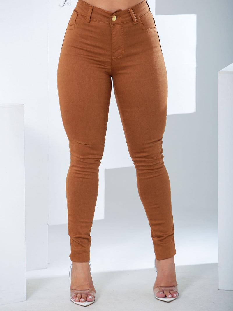 Calça Jeans Feminina Colorida Cintura Alta Com Lycra