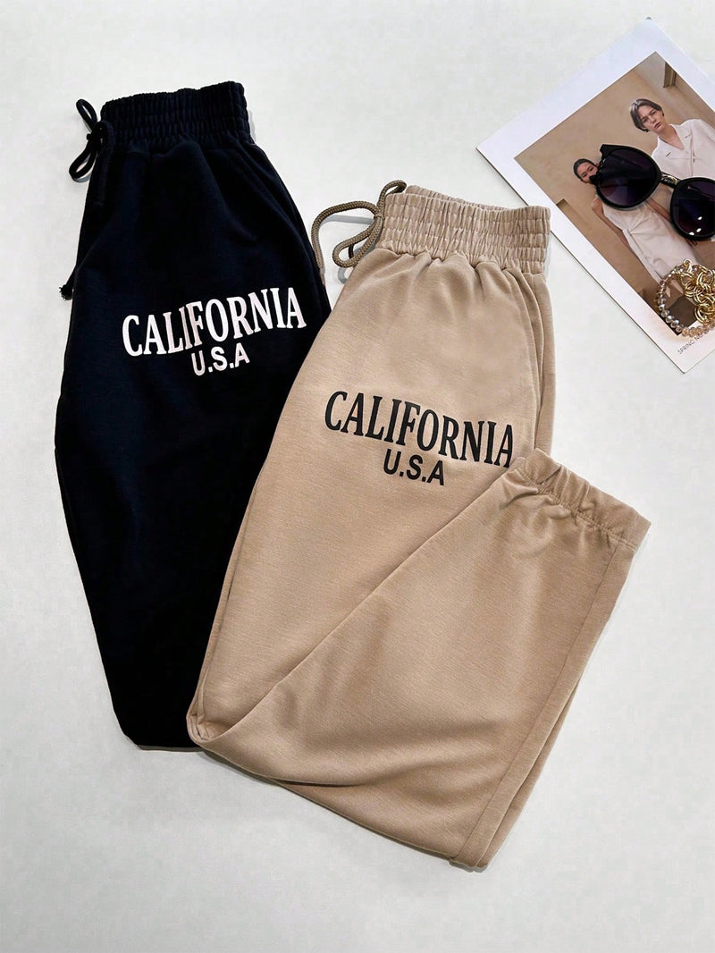 Calça Moletinho feminina Jogger Estampado Cintura Alta Com Elástico + Bolso