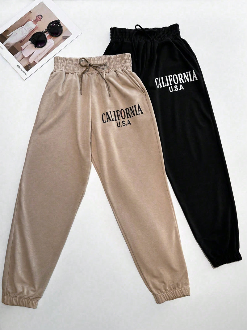 Calça Moletinho feminina Jogger Estampado Cintura Alta Com Elástico + Bolso