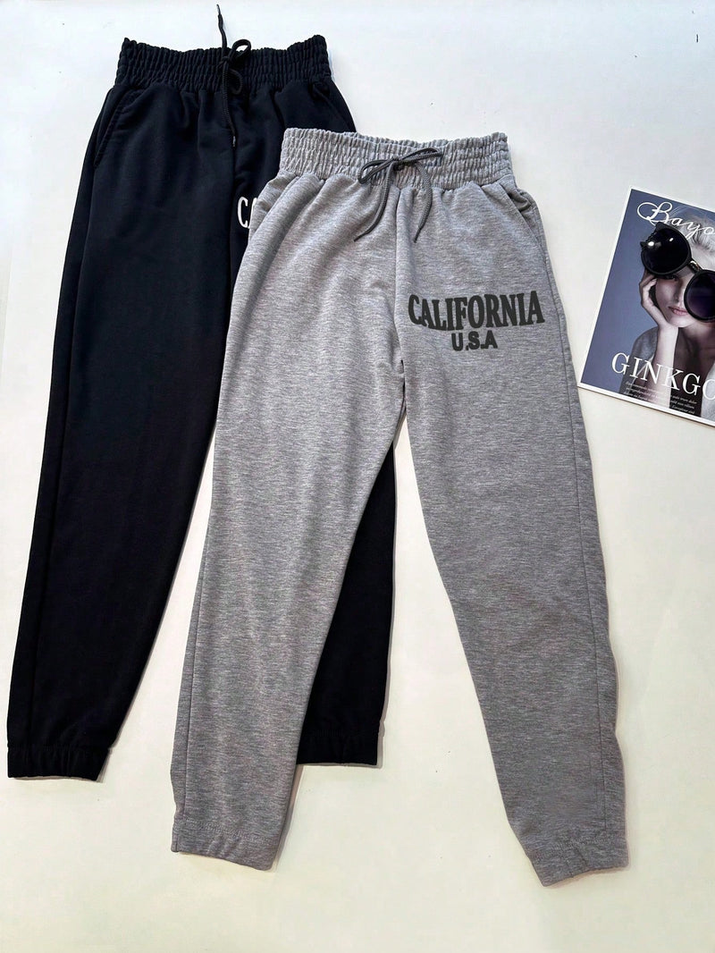 Calça Moletinho feminina Jogger Estampado Cintura Alta Com Elástico + Bolso